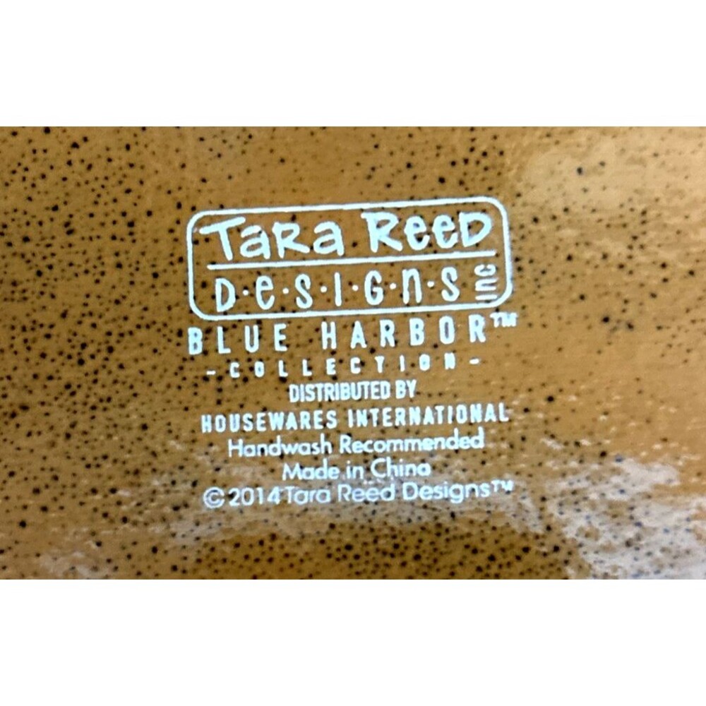 Tara Reed Blue Harbor Canister/Cookie Jar 9" Burnt Orange Iris Flower 2014 - Picture 6 of 6